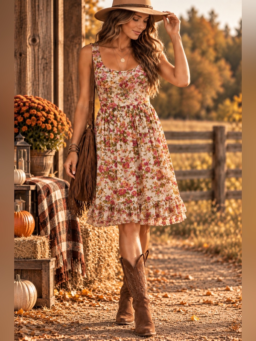 Sundance Vintage Inspired Floral Sundress with Cotton Under Skirt.